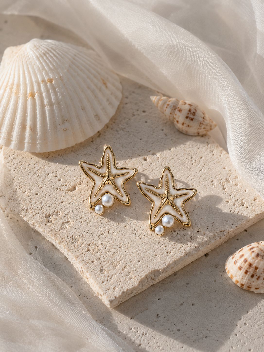 Seaside Pearl Starfish Studs