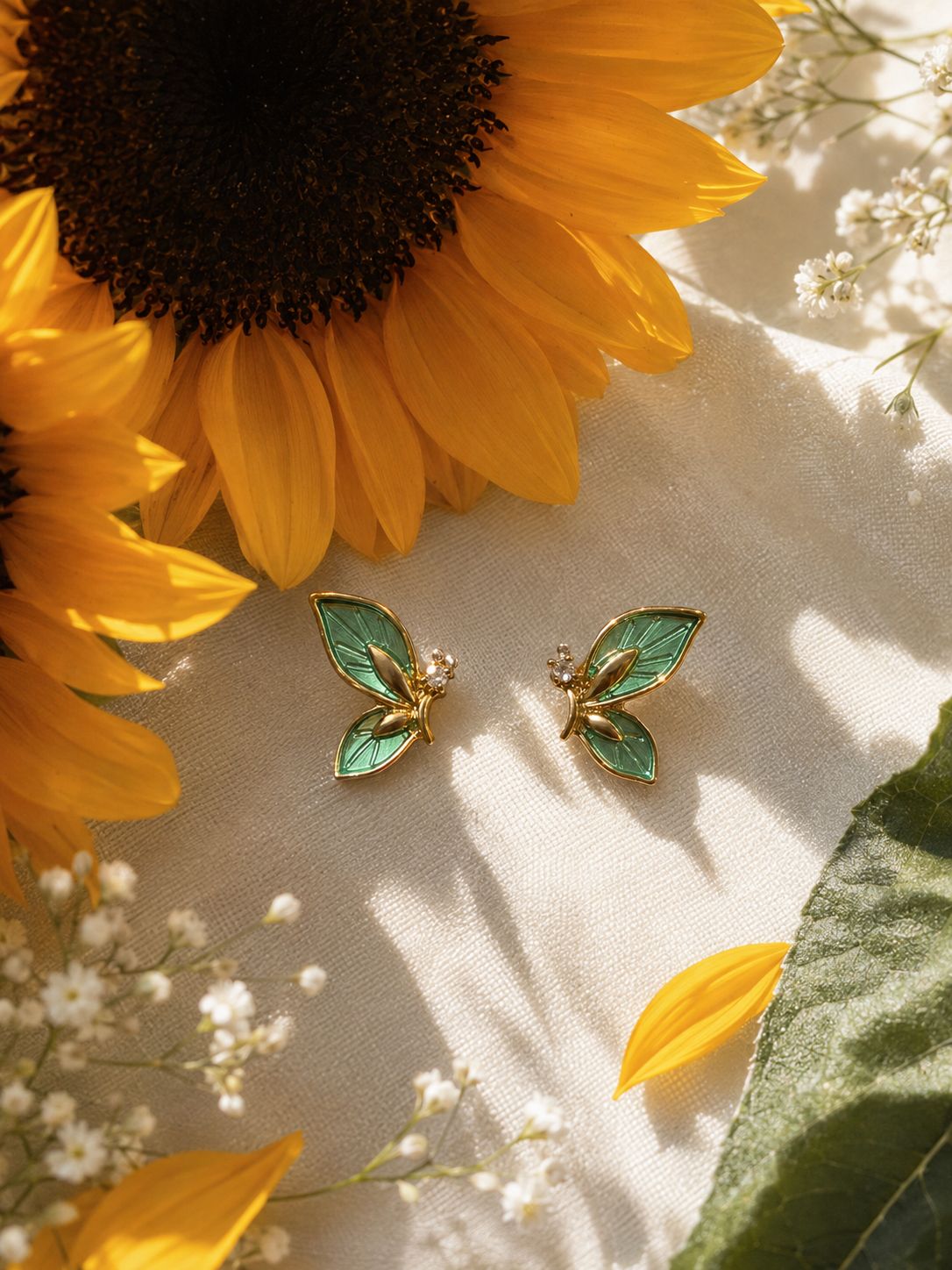 Emerald Flutter Earrings