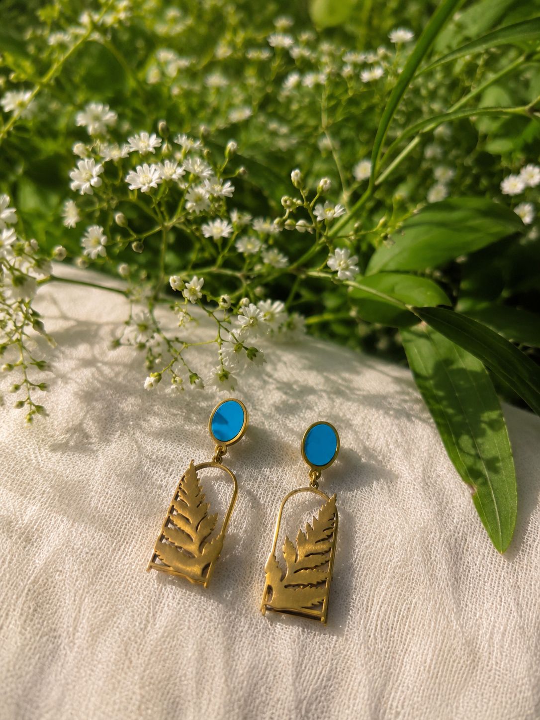 Azure Fern Drop Earrings