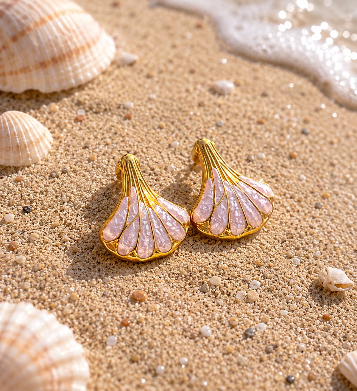 Blush Fan Shell Earrings
