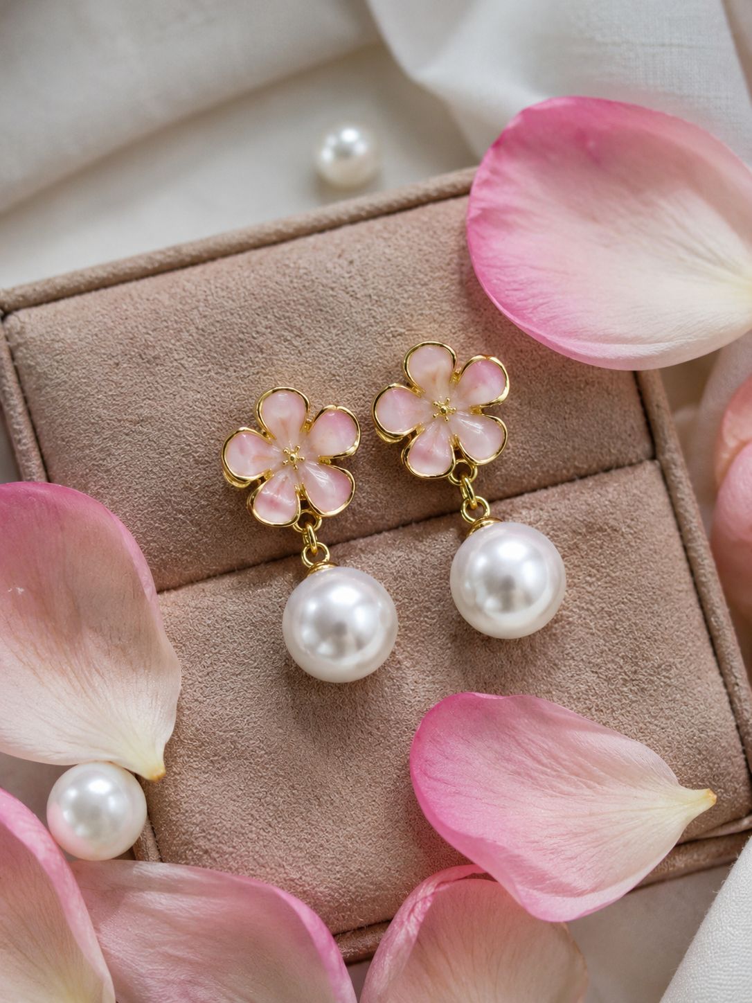 Lavender Bloom Pearl Earrings