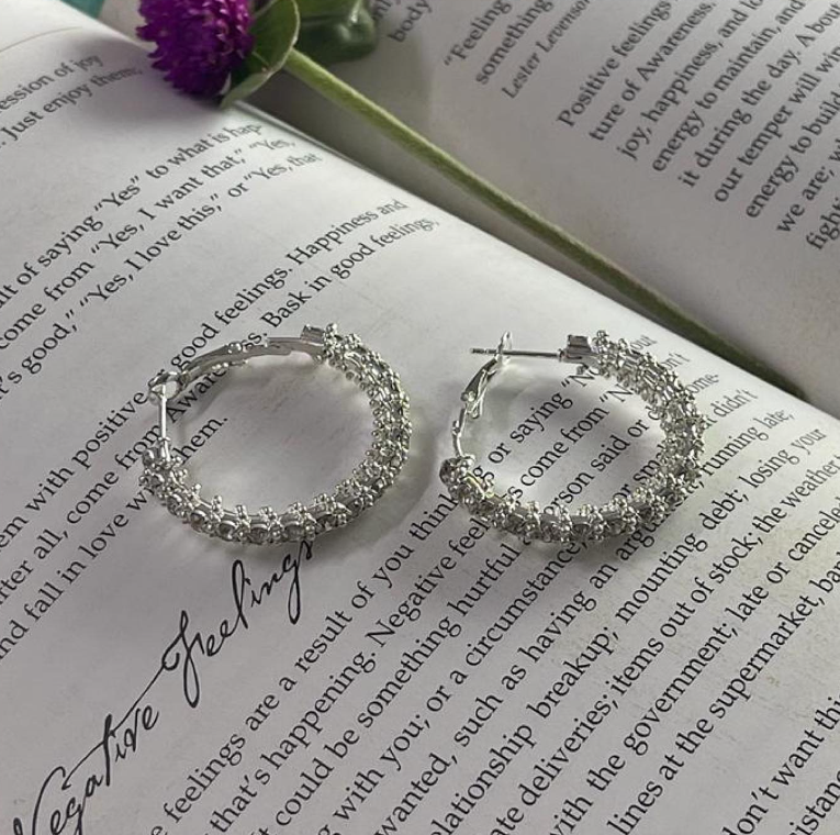 Twisted Silver Stone Hoops